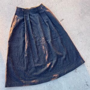 Elegant Vintage Intuitions 100% Wool Pleated A-Line Midi Skirt Made in Korea